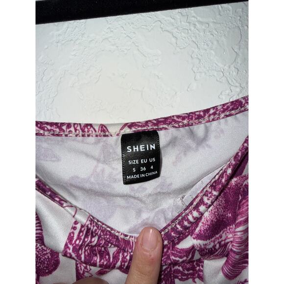 SHEIN Womens Y2K Floral print crop bird foliage mock corset crop top - Picture 4 of 7